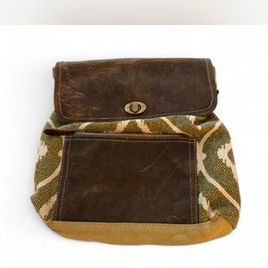 Myra Bag Brown and Green Messenger Bag with Vintage Charm